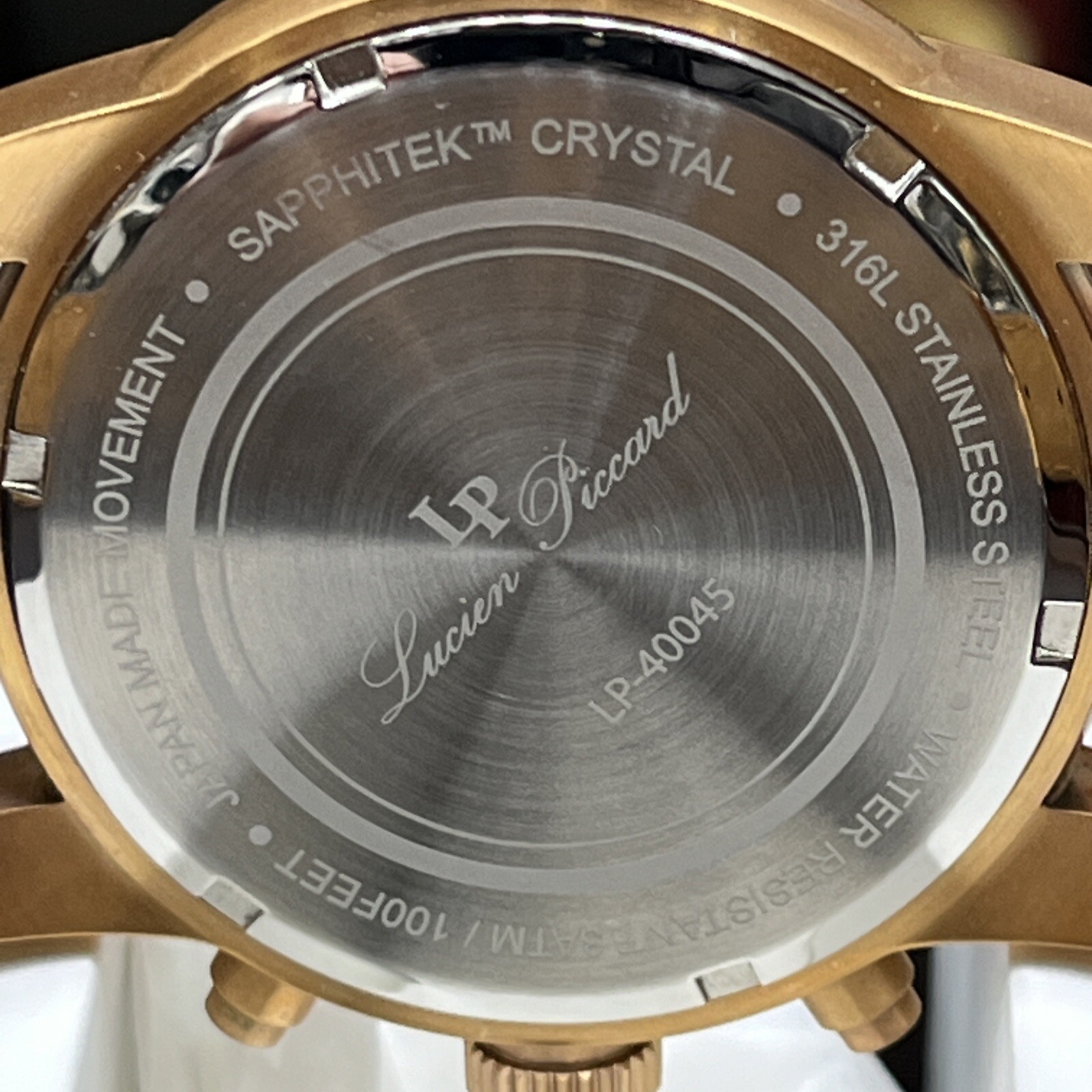 Lucien Piccard Rose Gold Tone Chronograph LP-40045 3ATM Watch