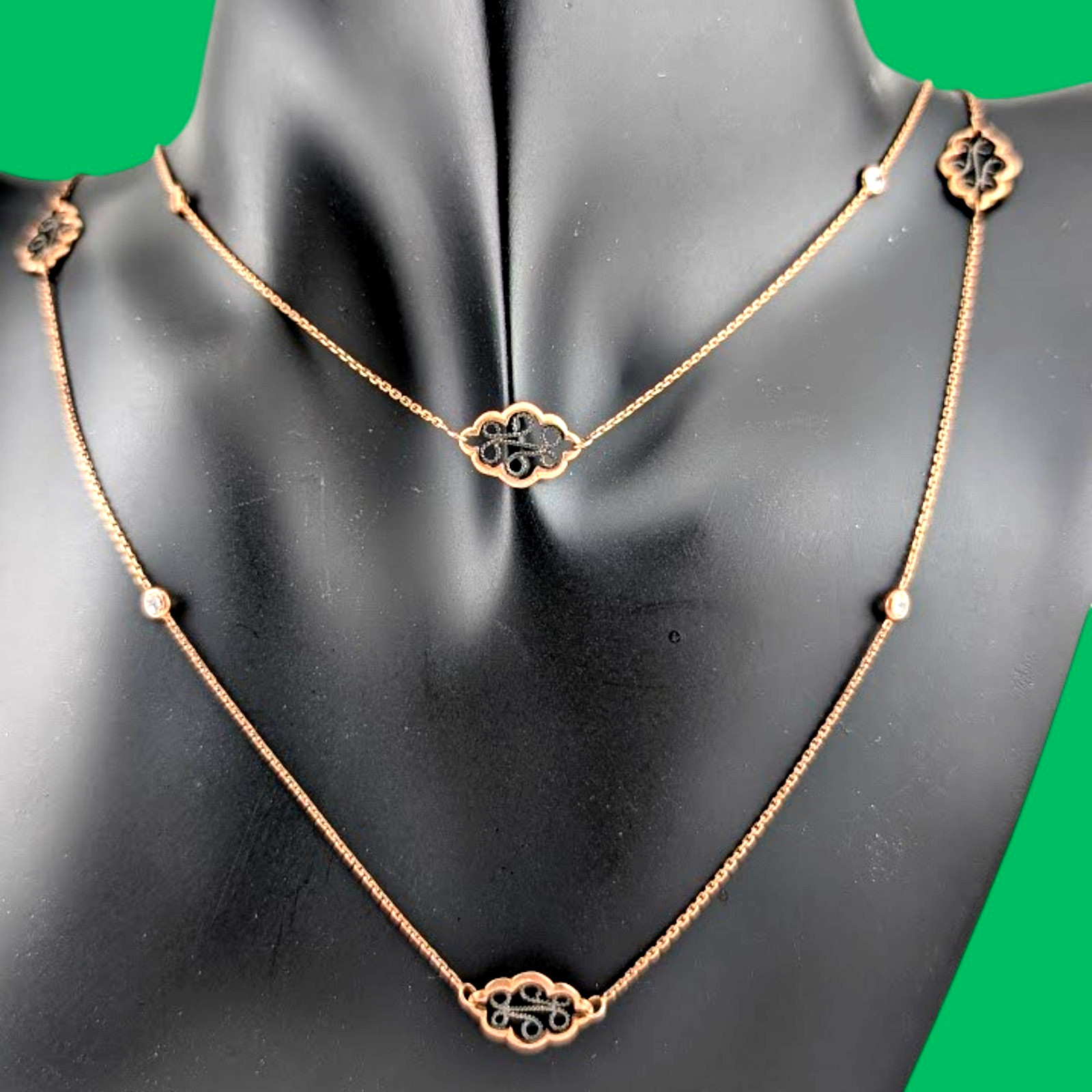 MIDAS TURKEY bronzey 925 sterling silver station necklace 36 dainty filigree B4