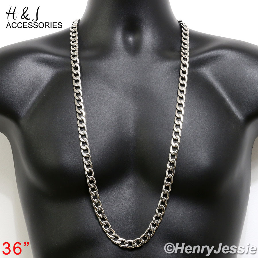 18-40″MEN 316 L Stainless Steel WIDE 12mm Silver Cuban Curb Link Chain Necklace