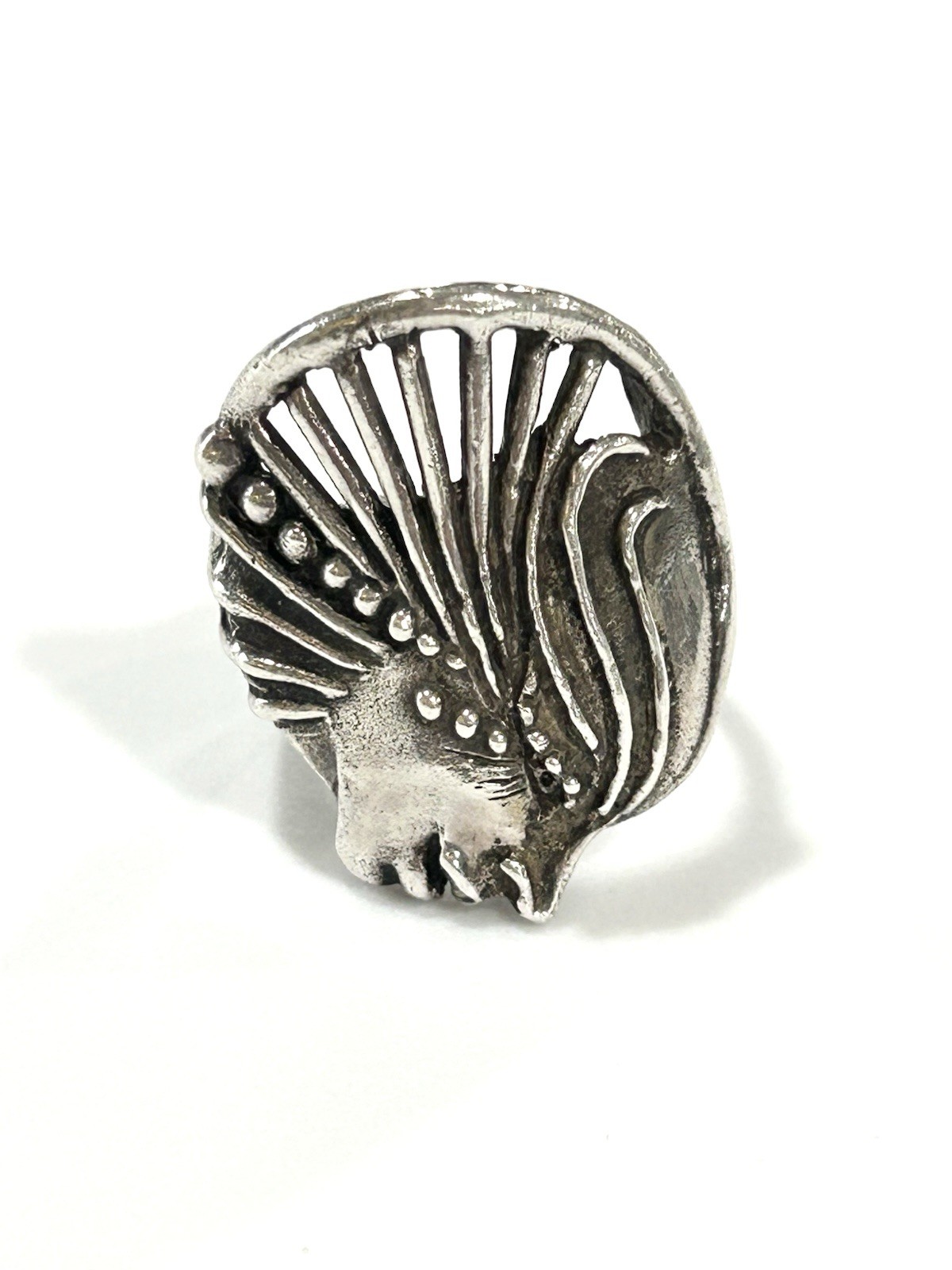 JANE VOORHEES Artist Sterling Silver Face Design Ring Size 6.5