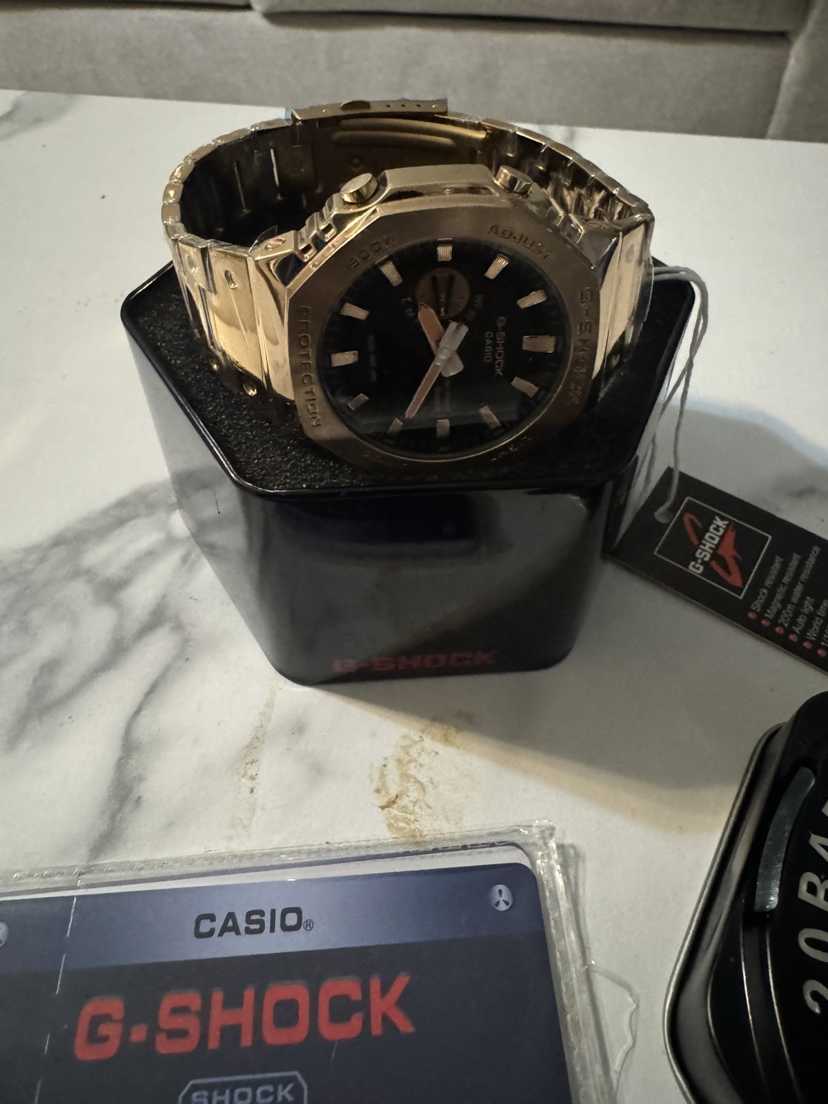 Casio GA-2100 G-Shock Watch – Sandblasted Gold Rose Case Mod – Gold Rose Dial