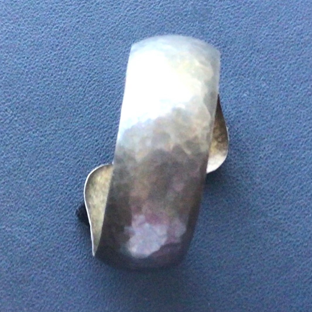 Hammered Sterling Silver Domed Cuff Bracelet | 7.25″ Jewelry w/ Obsidian Stones
