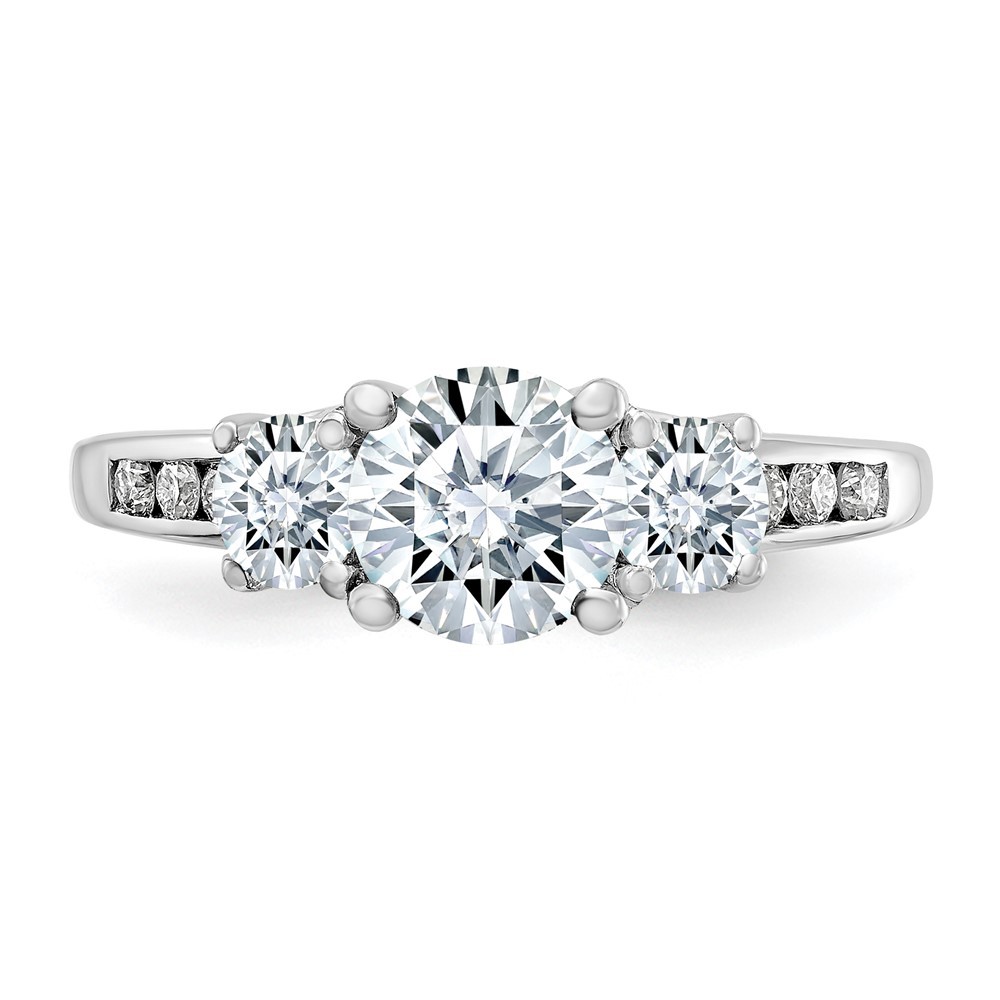 14k White Gold 1.50ct. Round Cut Moissanite Fancy Engagement Ring Size 7