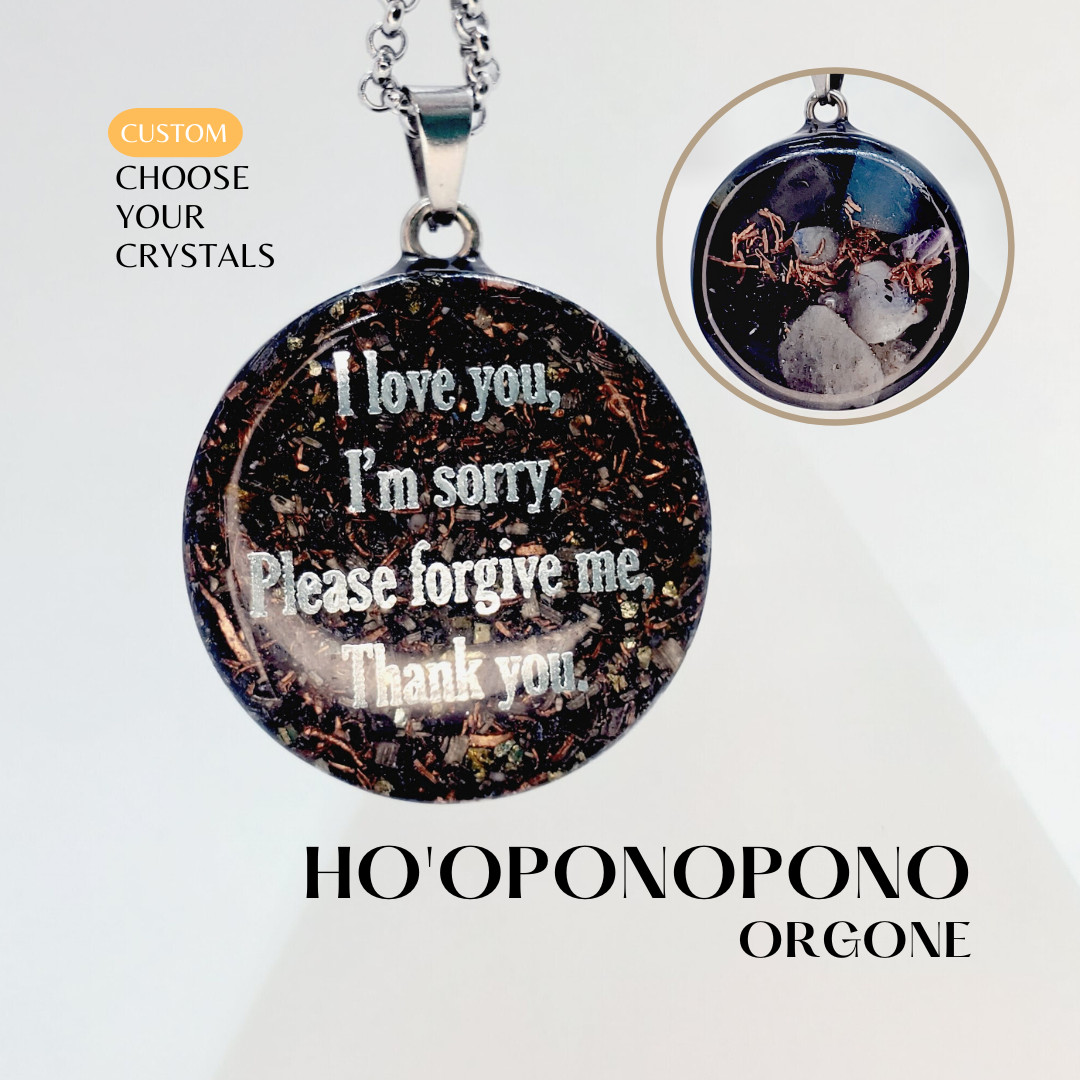 HO’OPONOPONO Custom Orgone Necklace +50 crystals. Meditation & Alignment