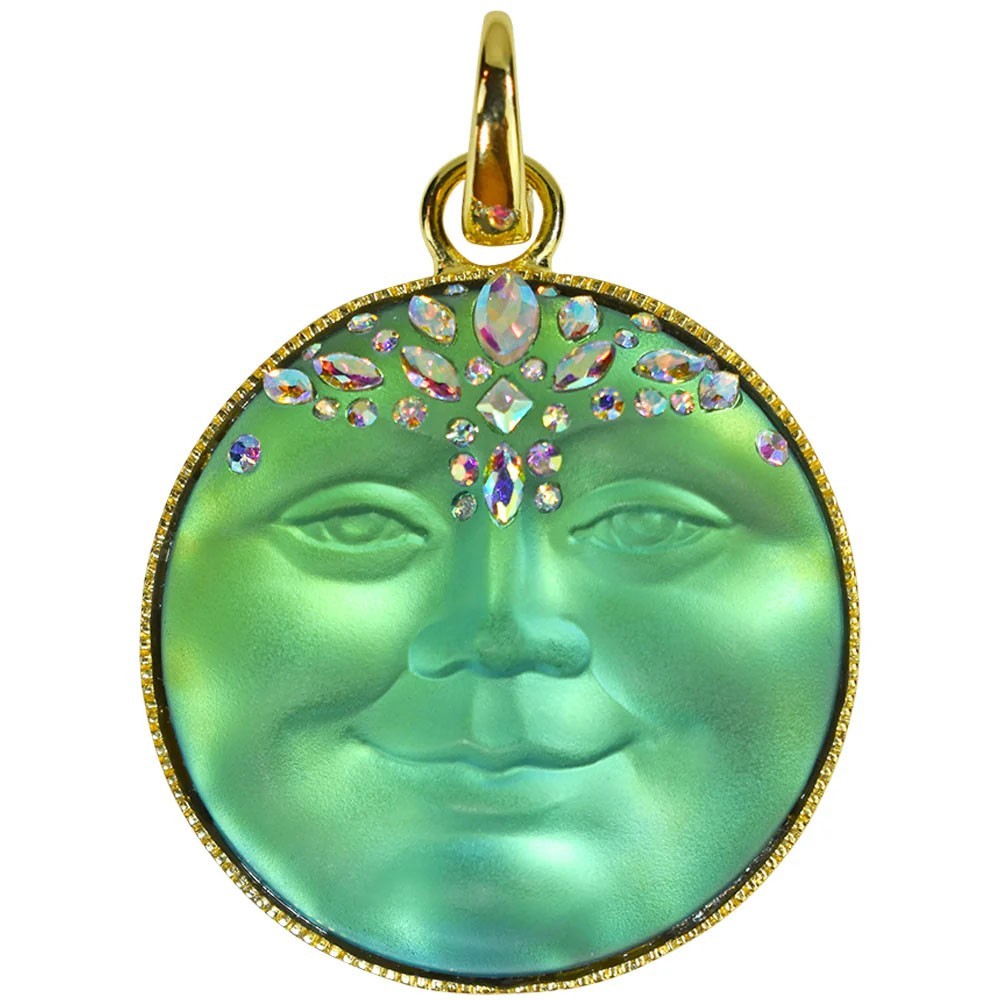 Kirks Folly Empress Mystic Seaview Moon 35mm Open Ring Charm green sphinx/GT
