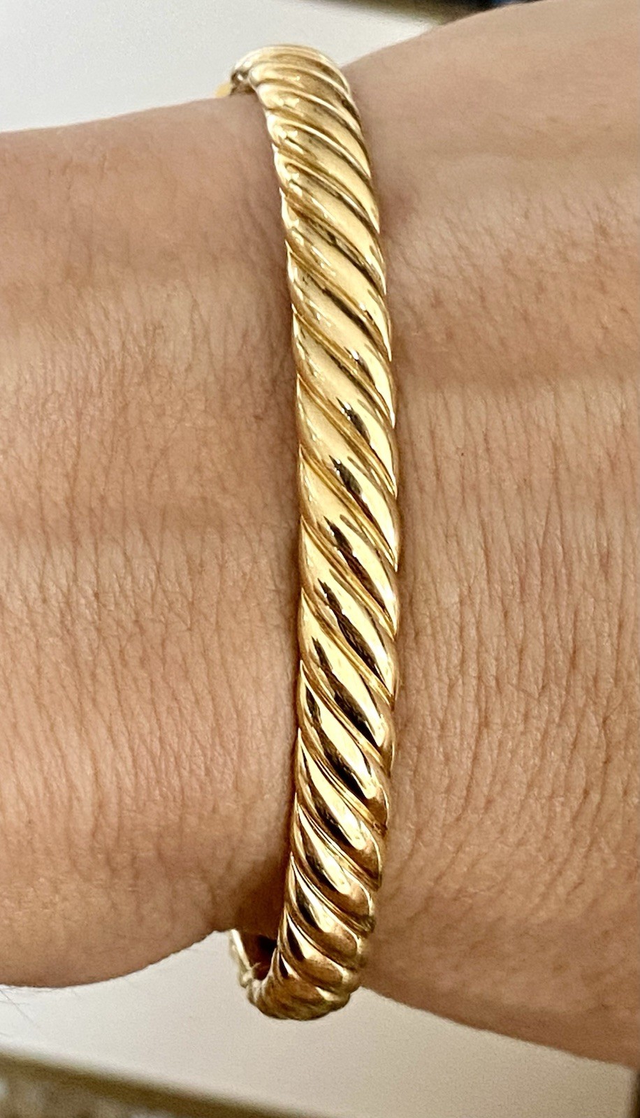 David Yurman 18K Yellow Gold Sculpted Cable Bangle Bracelet 6.2mm $8500+ M