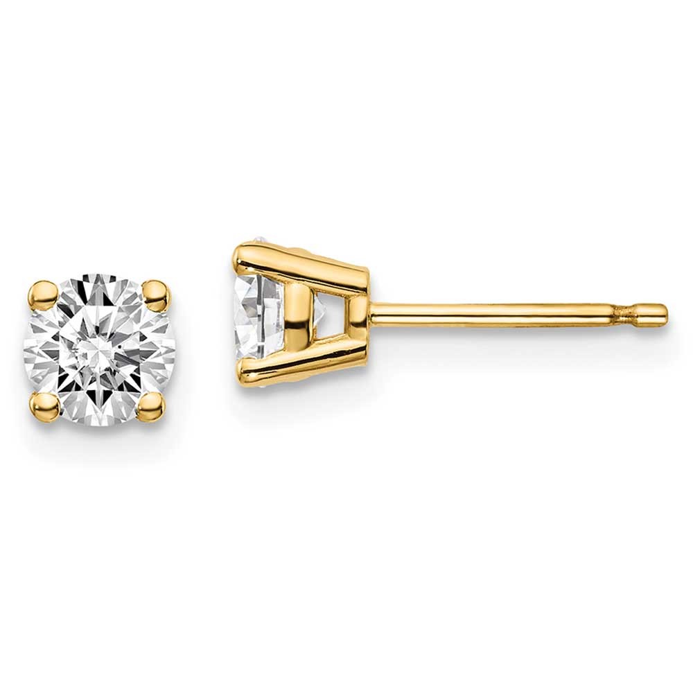 1 – Pair Gold Plated Sterling Silver 6mm Round Basket Set CZ Stud Earrings – Jew