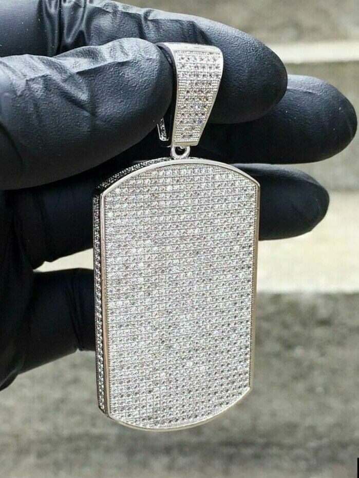 1.60 CTW Round Cut Moissanite Men’s Pendant With 18″ Chain 14K White Gold Plated