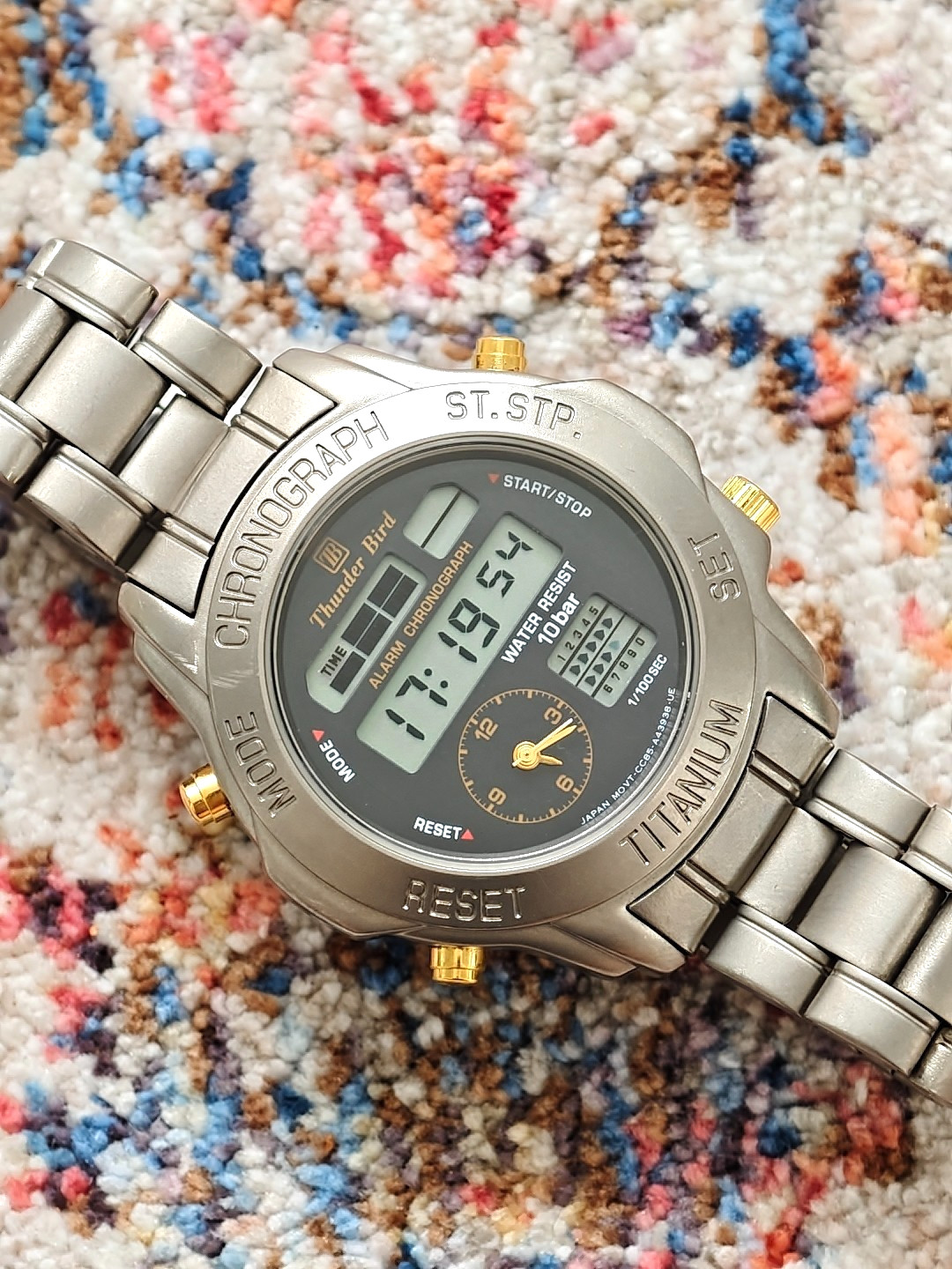 Vintage Citizen Thunderbird Titanium Chronograph Ana Digi Timer Date – 43mm