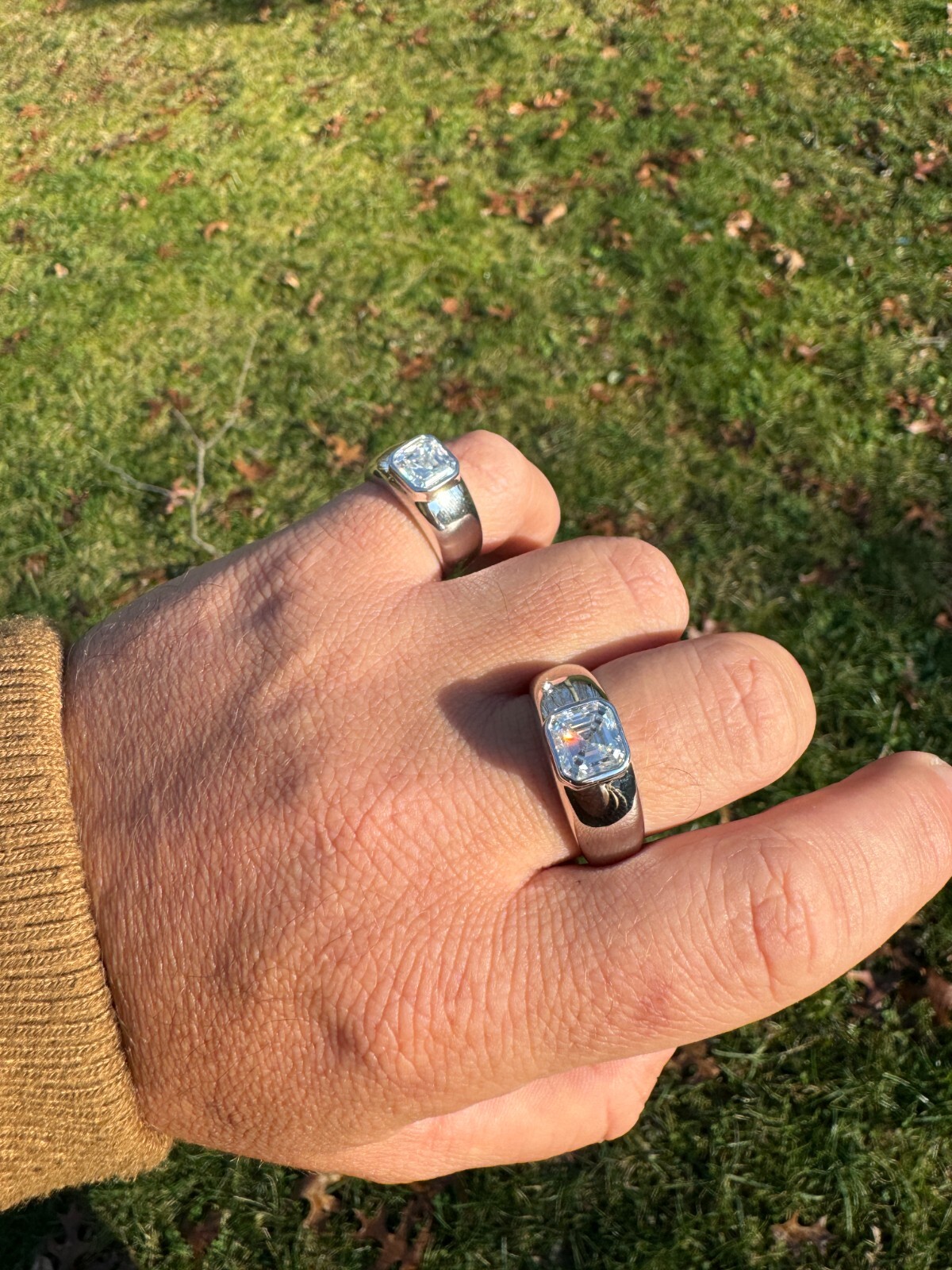 3ct MOISSANITE Asscher Cut Big Solitaire Men’s Real Solid 925 Silver Ring Pinky