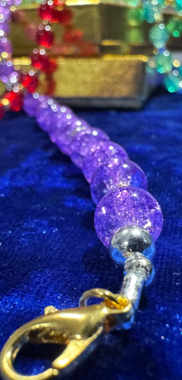Tennis Necklace, Bracelet, Purple or Red 8mm Round Crystal Glass Beads 16.5″ +