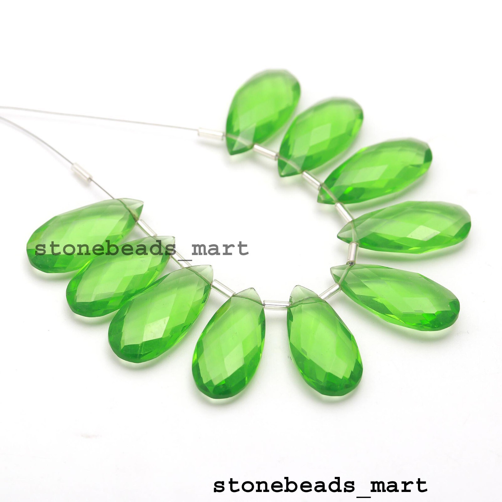 Chrome Diopside Gemstone Hydro Quartz Briolette Faceted 25x12MM 5 Match Pairs