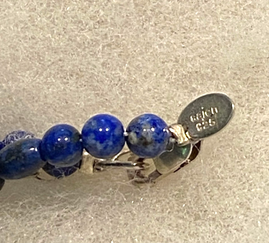 Sajen Lapis, Onyx and Blue Crystal Necklace – 18 In. Long with 2 In. Extender