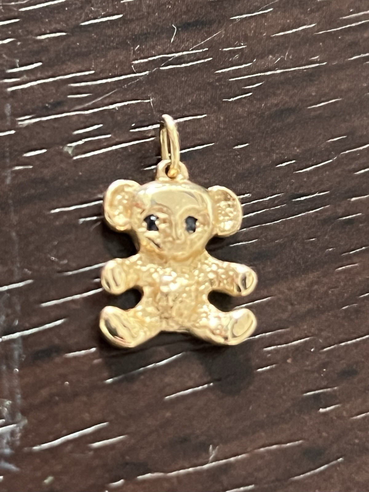 2gr Signed by JCF Solid 14k Gold Sapphire Teddy Bear OR Panda Charm 14mm or .75″
