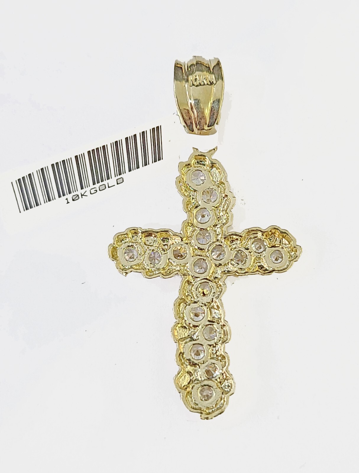 10k Real Yellow Gold Nugget Cross Charm Pendent