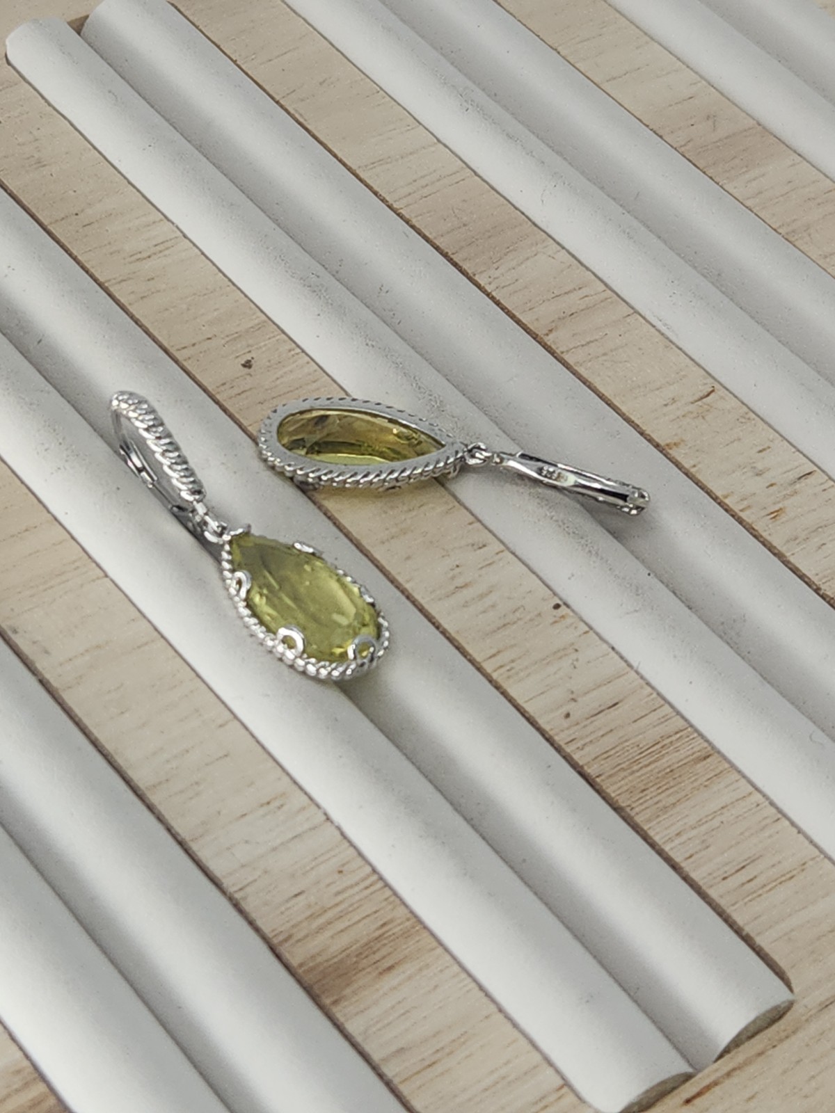 Anthony Nak Atelier 925 Sterling Silver Lemon Quartz Leverback Earrings 35mm