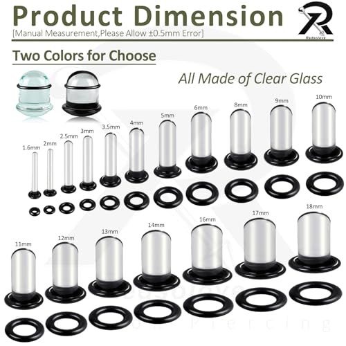 Glass Single Flare Gauges for Ears Comfy Ear Gauge Plugs and Tunnels 9mm Clear