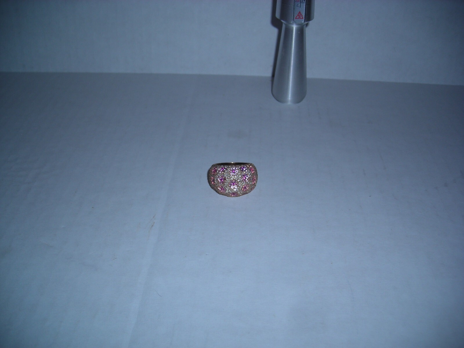 14K PINK SAPPHIRE RUBY DIAMOND FLOWER DOME RING 16 GRAMS BEHNAM BJC 8 GORGEOUS!