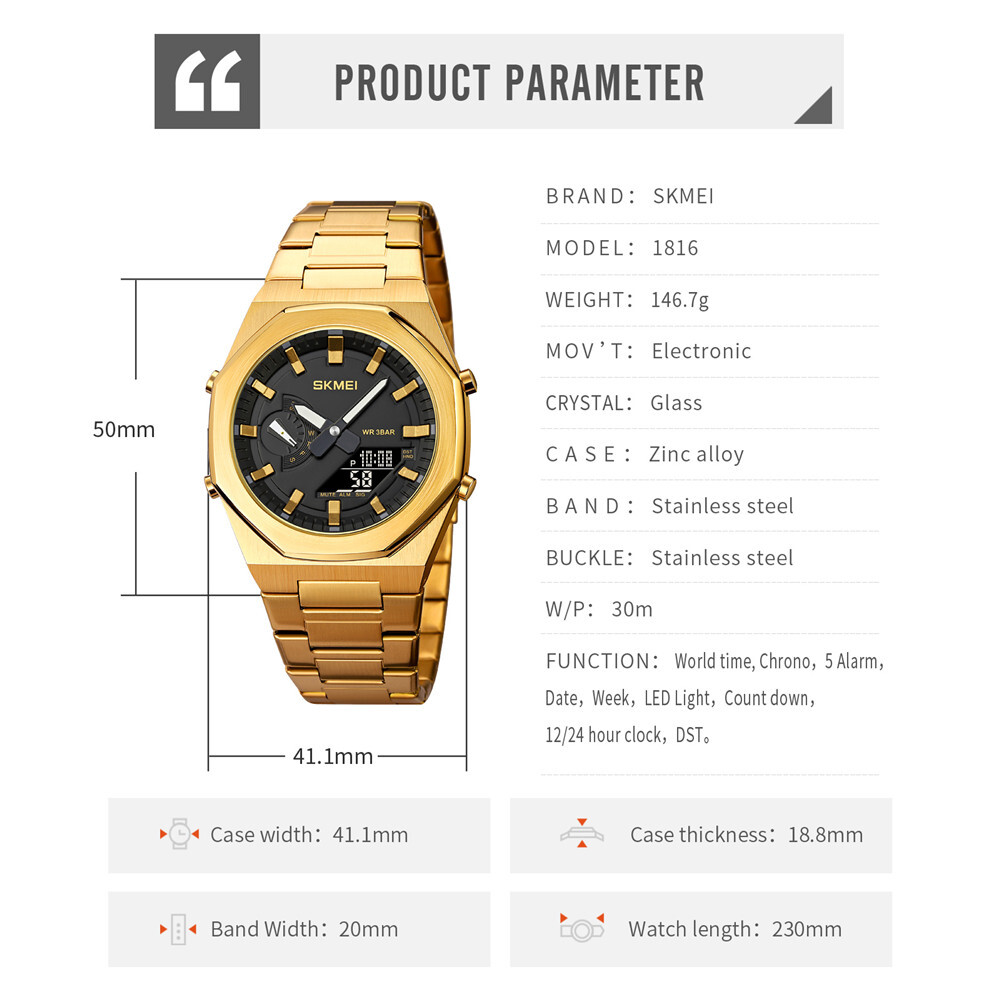 SKMEI Men Watch Luxury Military Wristwatch LED Digital Quartz Sport Watches Male