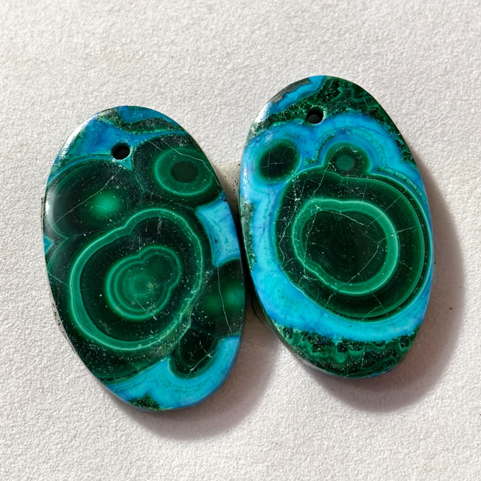 25 Cts Natural Chrysocolla Malachite Drilled Pair Cabochon Gemstone 22 X 14 MM
