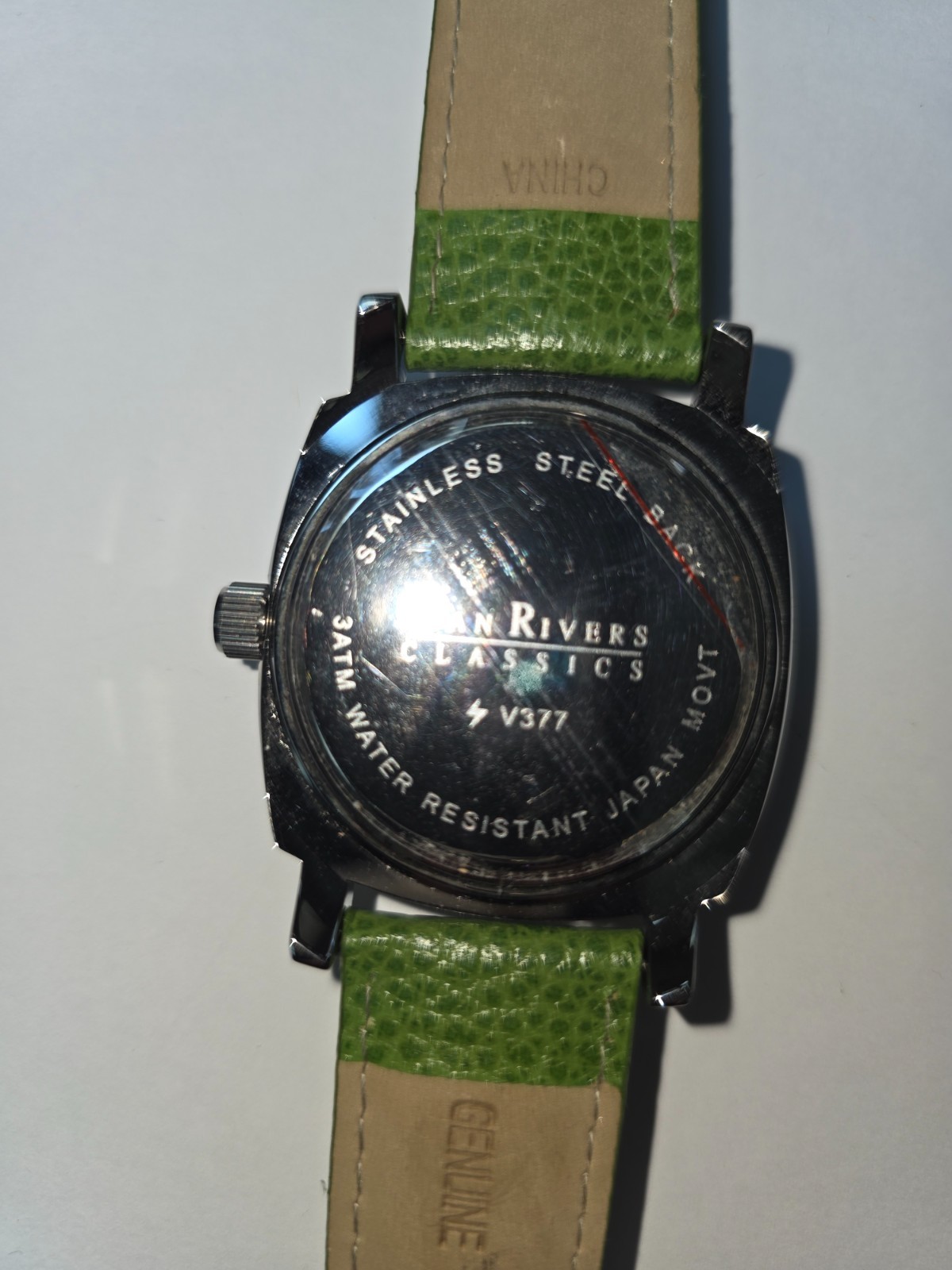 Joan Rivers Classics V377 Watch Leather Wristwatch stainless steel green yellow