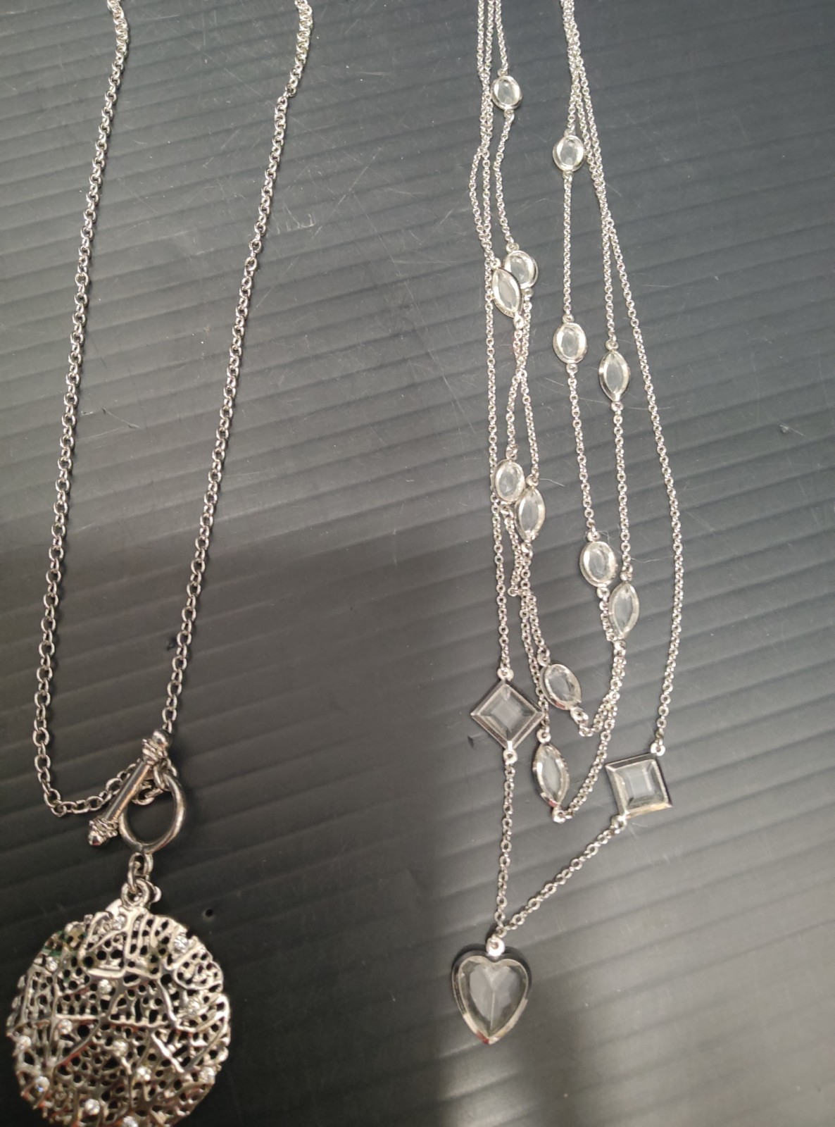 3pc Women’s Fashion Necklace Mixed Lot Metal Gold/Silver Tone Spike & Heart