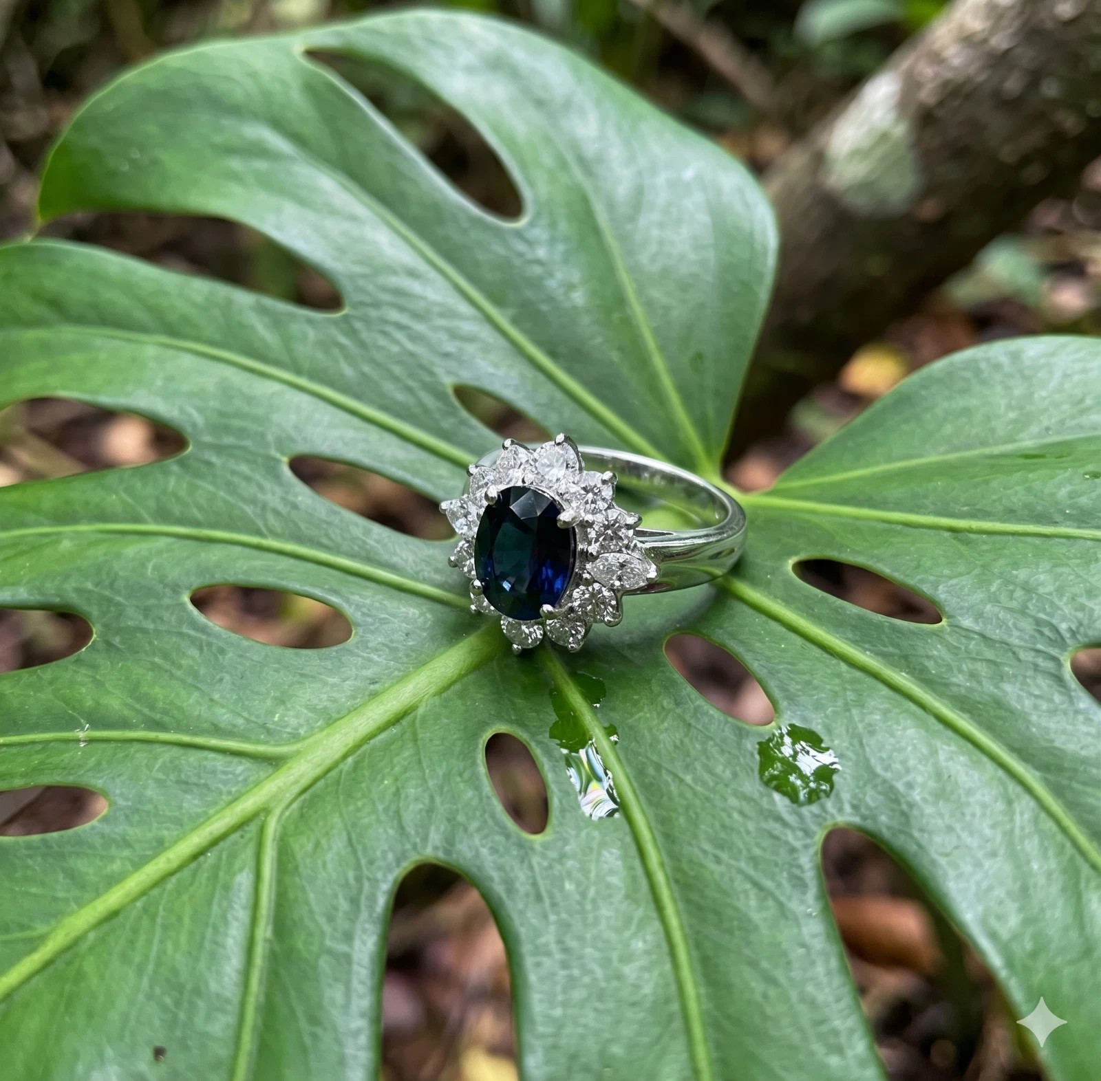 Oval Natural Blue Sapphire 4.90 Ct Diamond Wedding Ring 14K White Gold Size 6 7
