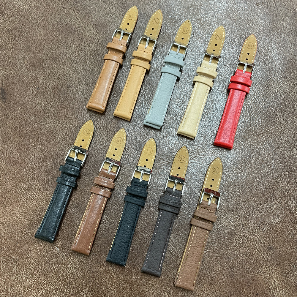 WHOLESALE 10pcs Mix Cow Leather Padded Watch Strap Band 12/14/16/18/20mm (S-5)