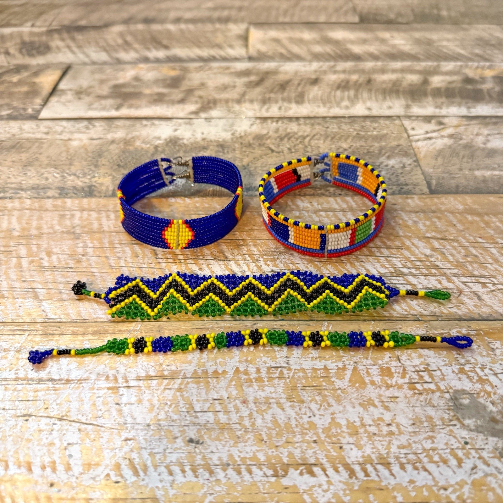 Maasai Beaded Cuff Bracelets Lot Seed Bead Bracelets Handmade Kenya Africa