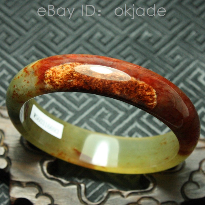 61mm Certified Beautiful Natural Grade A Red White Xiu Jade Bangle Bracelet 536