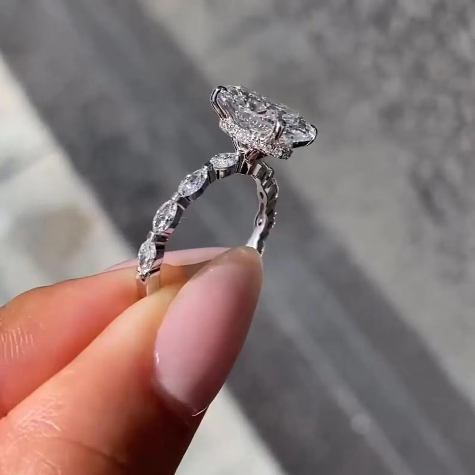 Oval Cut Moissanite Engagement Ring, 925 Silver Wedding Ring Gift for Woman