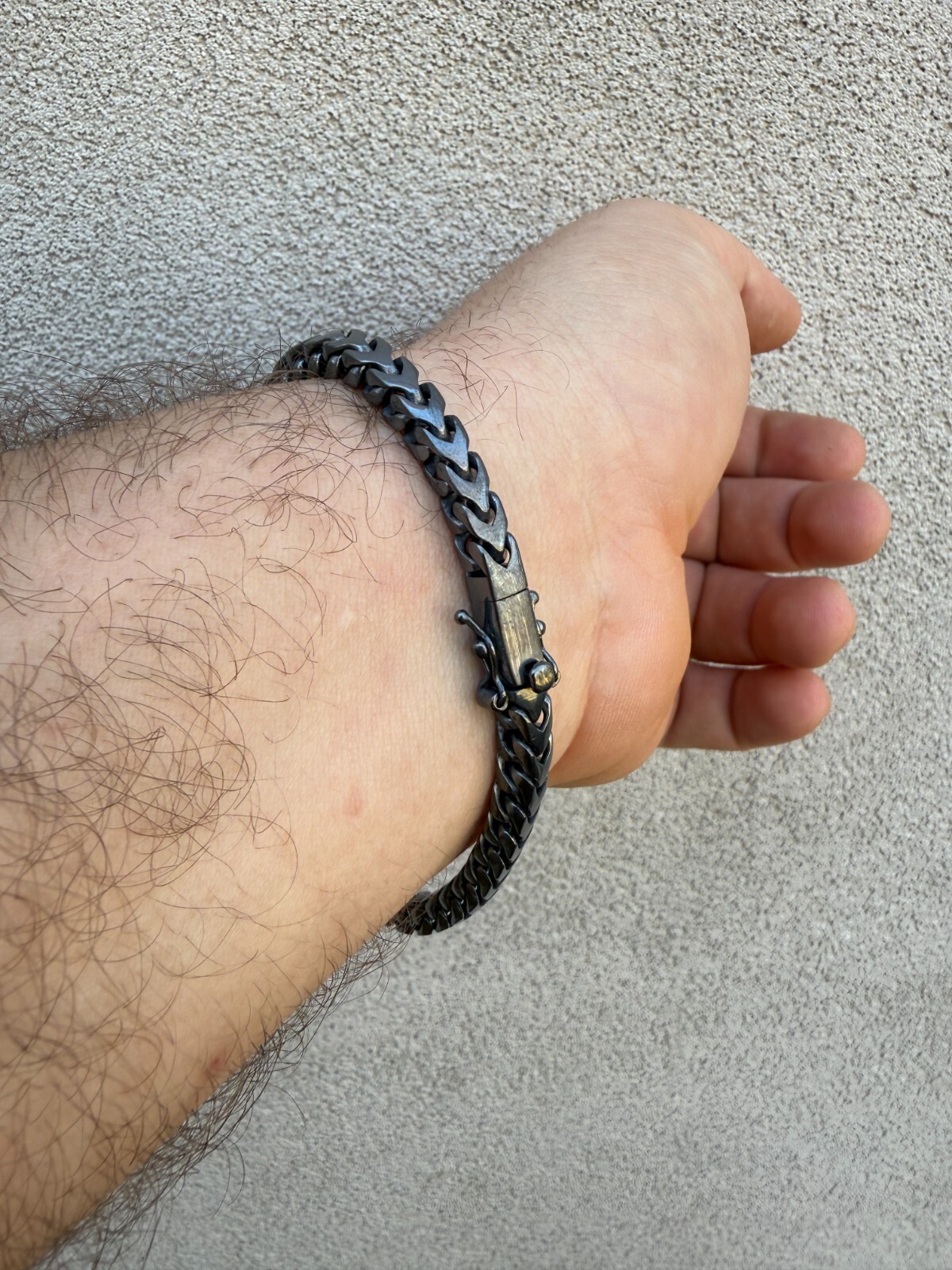 Handmade Mens Franco Bracelet Black Rhodium Over Real 925 Silver Box Lock 6mm