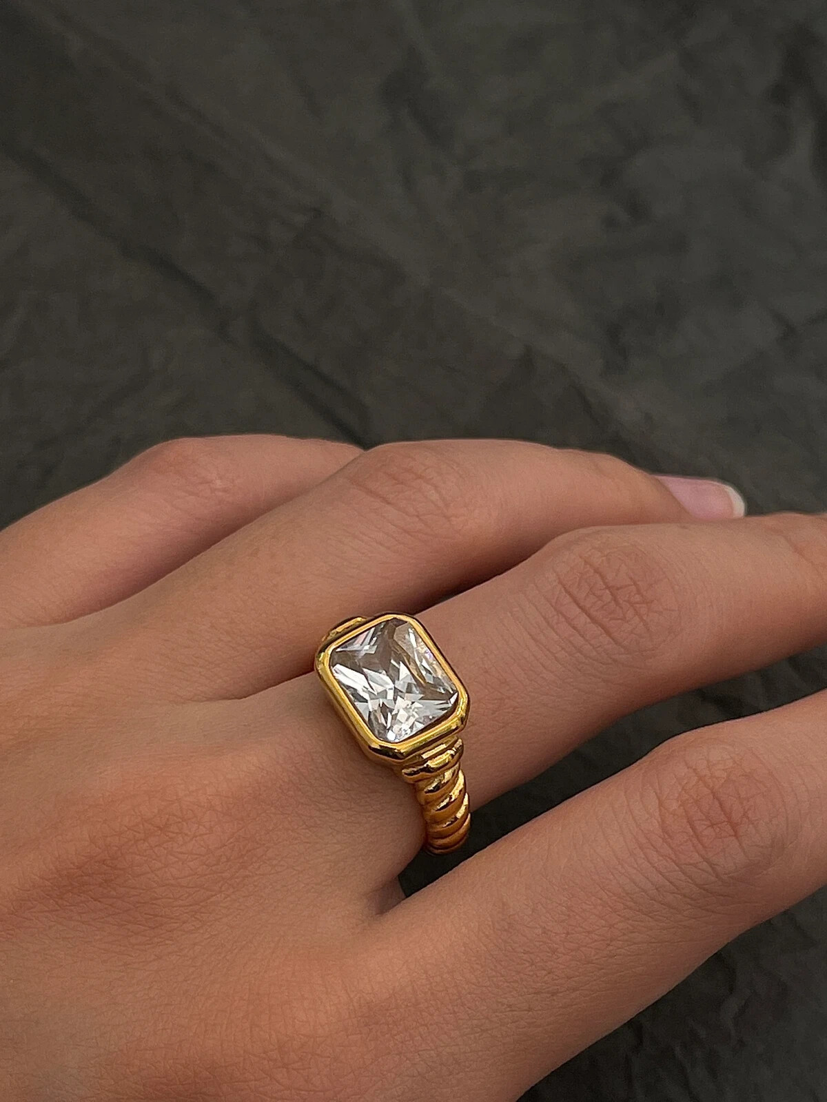 Women’s Gold Plated Ring Chunky Gold Gemstone Ring Colorful CZ Ring Gold Rings