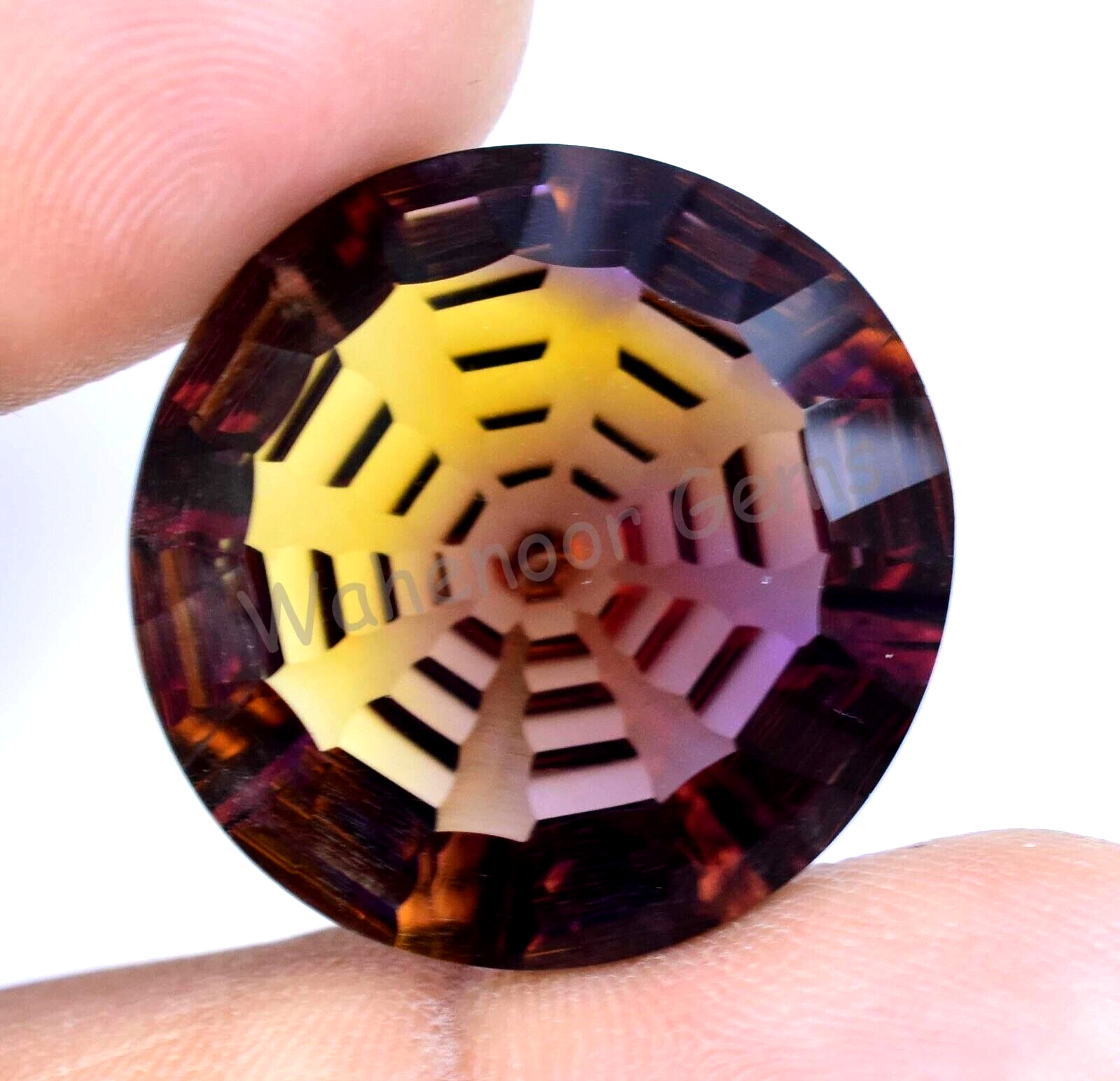 Flawless Natural Bi-Color Ametrine 33.10 Ct Round Certified Untreated Gemstone