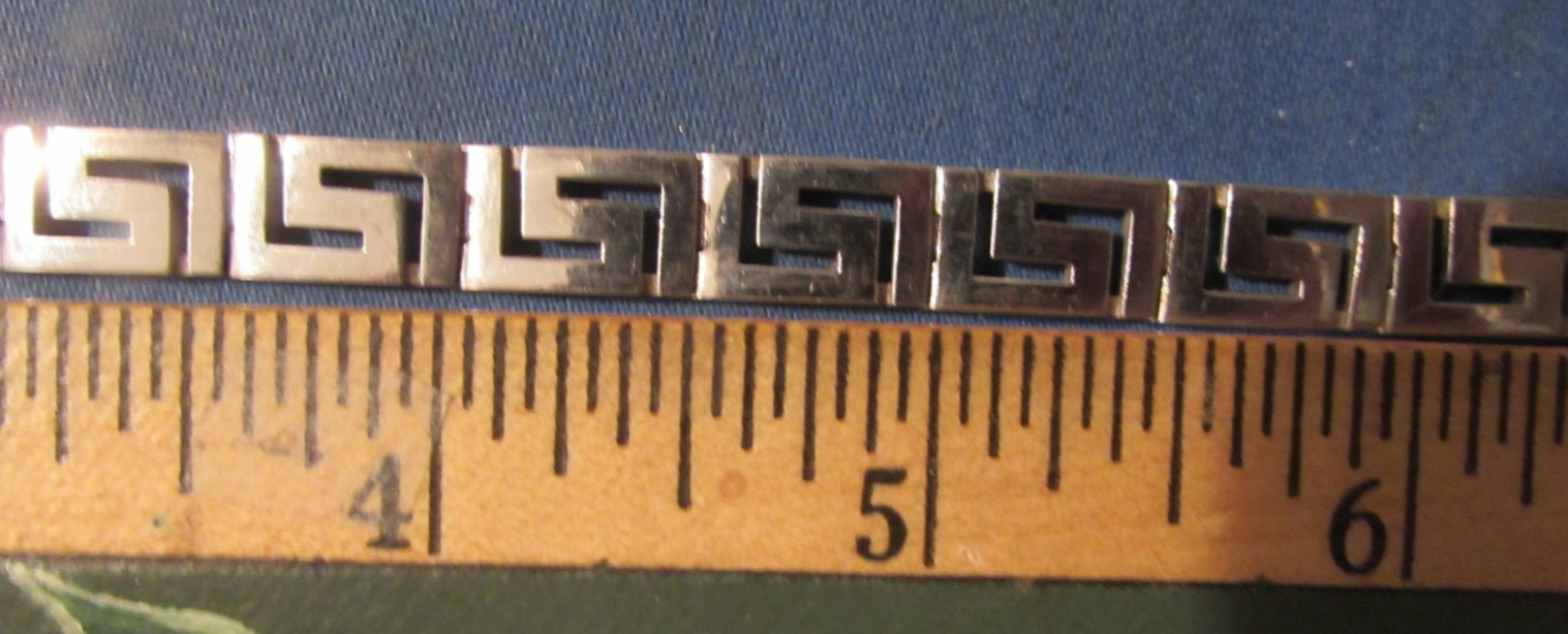 VINTAGE GREEK KEY STERLING SILVER LINK BRACELET 8” BOX CLOSURE 18 GRAMS