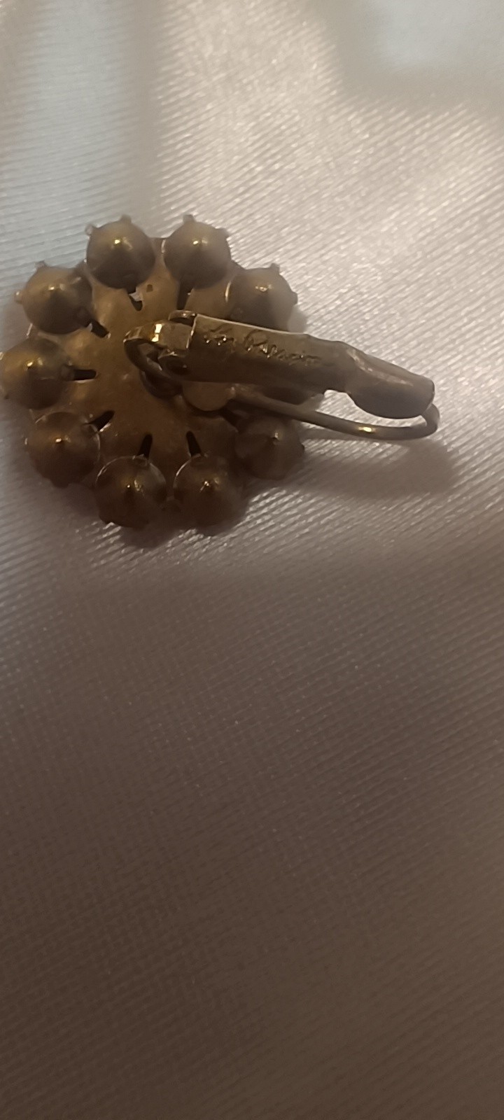 Vintage Liz Palacios San Francisco Antiqued Brass Swarovski Crystal Flower Earri