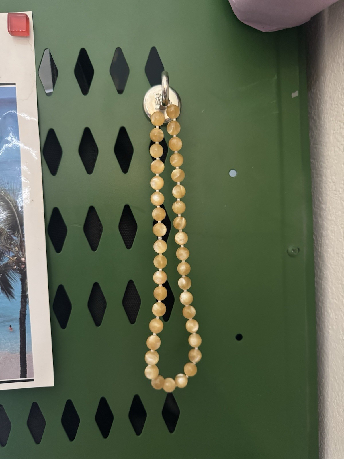 Yellow Plastic Beaded Necklace Ball/Bead Chain Hook Clasp Homemade