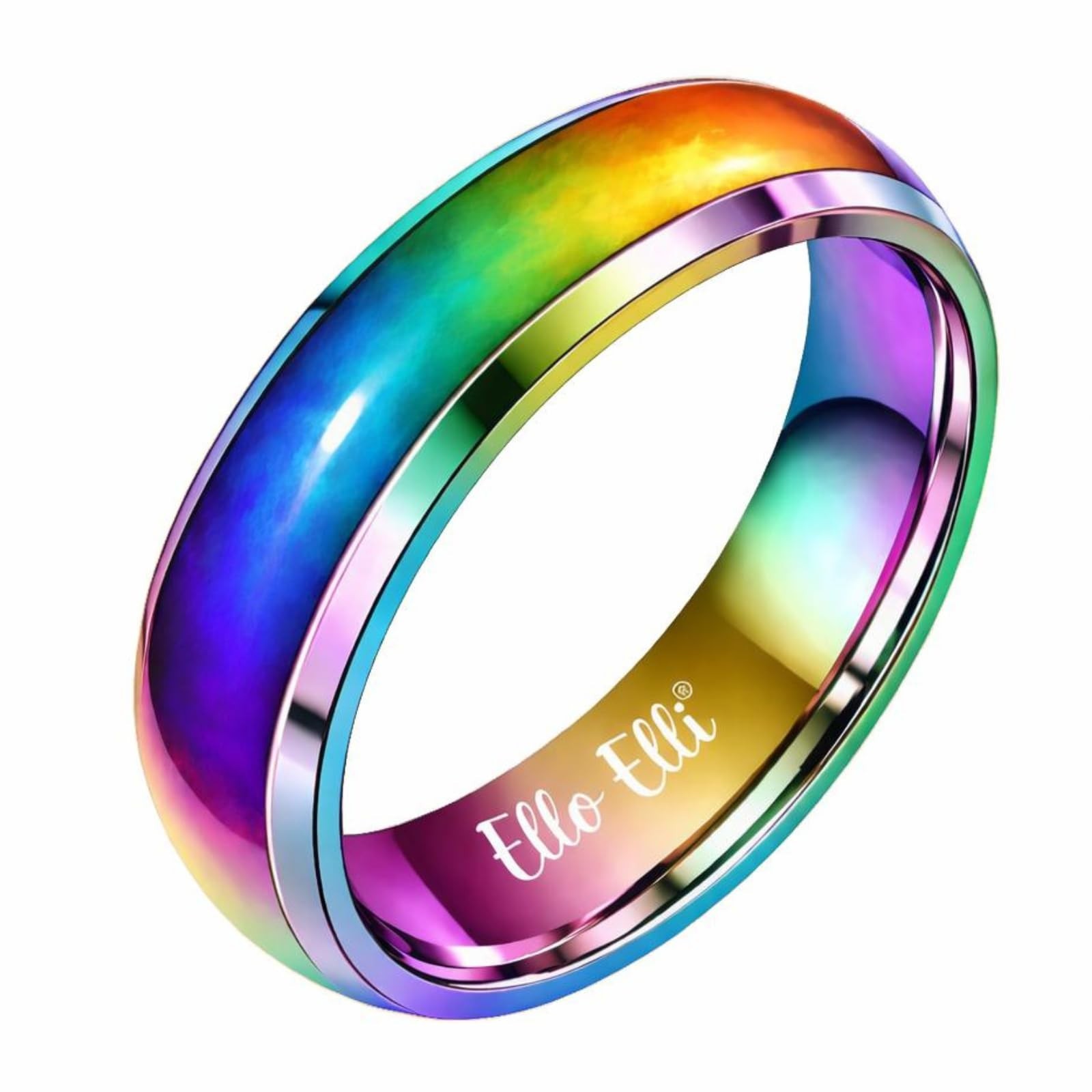 Mood Ring Color Changing 6mm Stainless Steel Comfort Fit Band for Men & Women