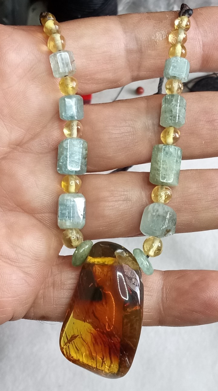 Amber Natural 25 million years old from Mexico adjustable hand braided.