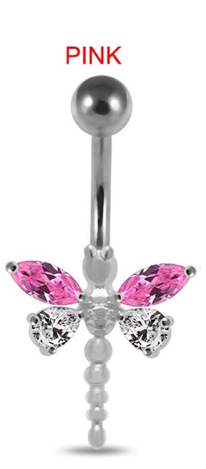14G 3/8 DRAGONFLY BELLY RING NAVEL BUTTON PIERCING JEWELRY