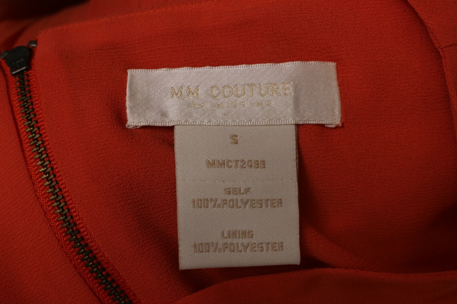 MM Couture by Miss Me Ladies Top size S Orange Pleat LS bare shoulder Polyester