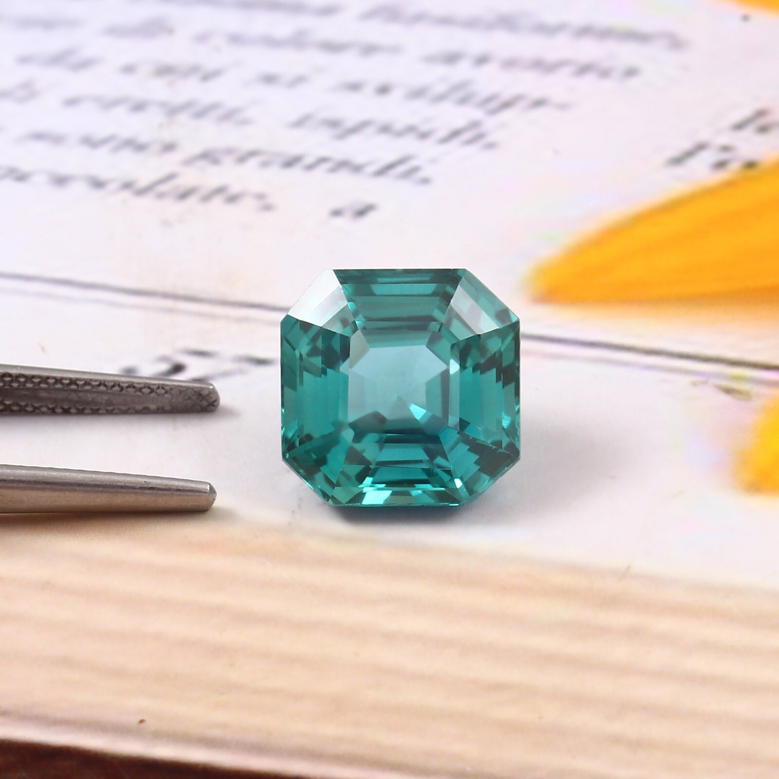 AAA Natural Ceylon Blue Green Parti Sapphire Asscher Cut Loose Gemstone 12.75Ct
