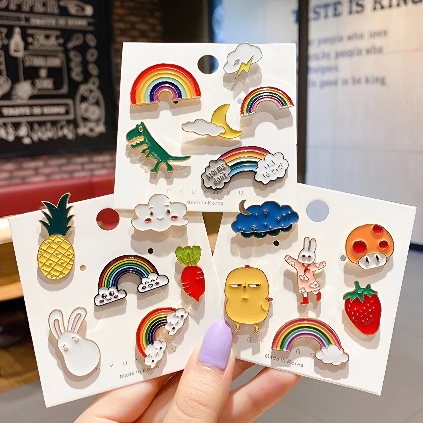 10-50pcs Random Enamel Pins Cute Animal Plant Metal Brooch Badges Set Gift