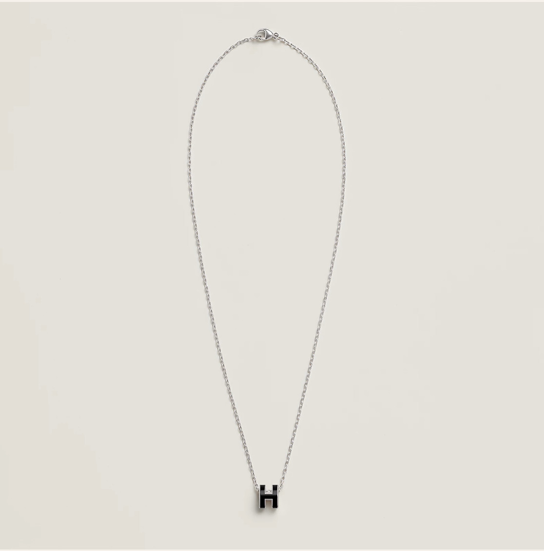 New Hermes Mini Pop H Pendant Necklace Noir Black with Palladium Hardware