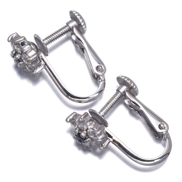 Sapphire Diamond 0.26ct/0.26ct Flower Earrings 18K 750 White Gold