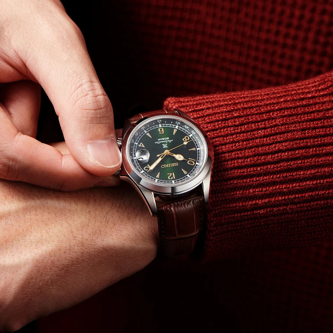 Seiko Prospex Alpinist SPB121J1 Automatic Green Dial Men’s Leather Watch
