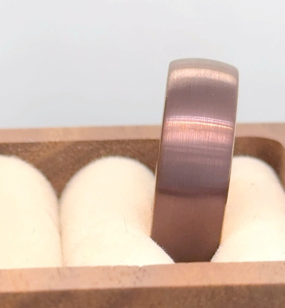 Brown & Rose Gold Tungsten Wedding Ring Elegant Thanksgiving Gift For Her