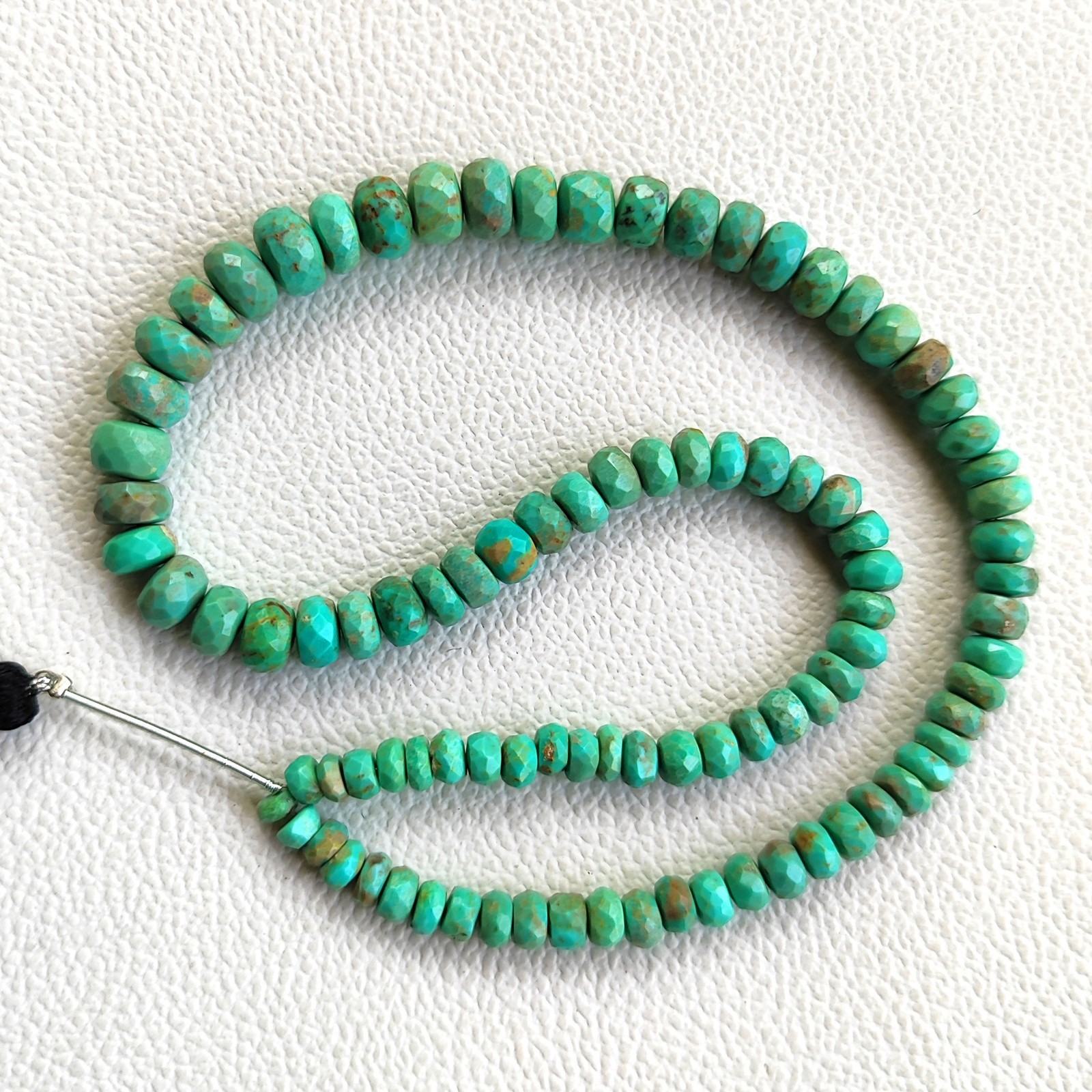 Arizona Turquoise Faceted Rondelle Shape Beads 5-8mm 14″ Strand Natural Gems