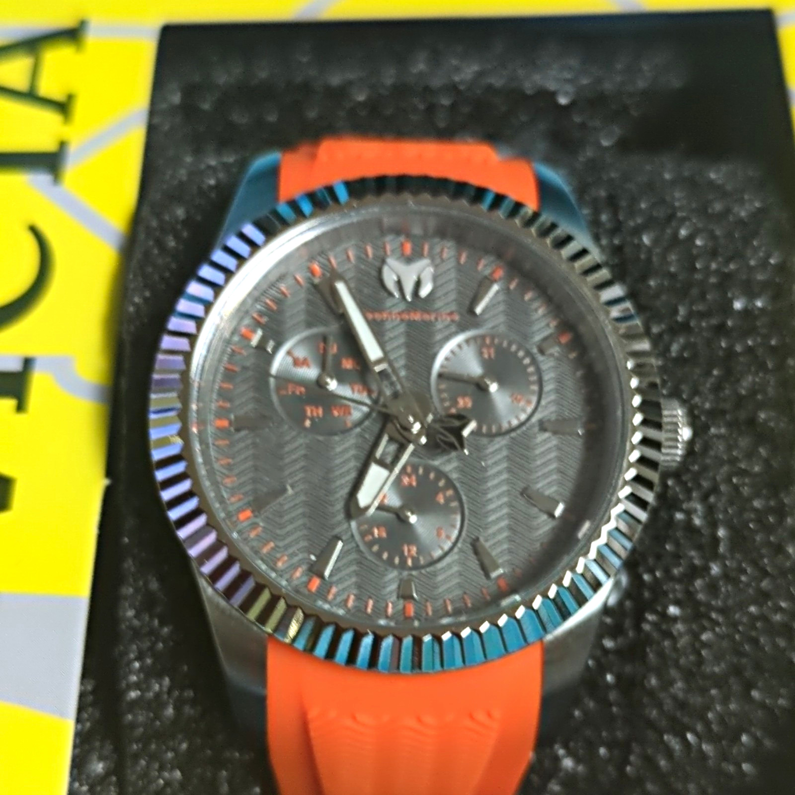 Invicta Bolt Zeus Quartz Chronograph Gray Dial Orange Silicone Strap w/Box