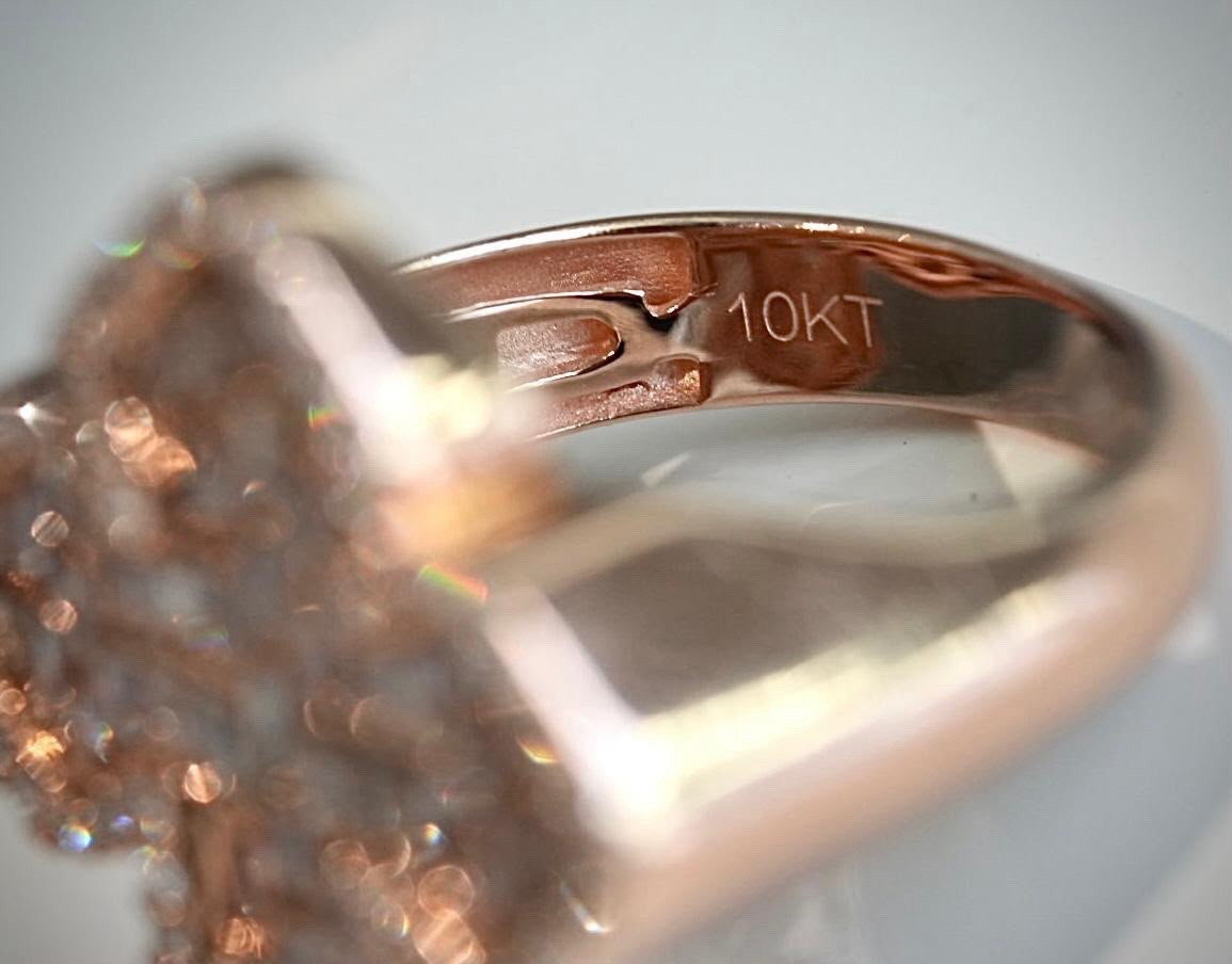 10k Rose Gold Cross Ring Natural Baguette Diamonds With Round Cuts 2.00Ct